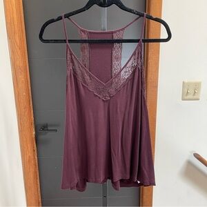 American Eagle Outfitters Burgundy Lace Tank